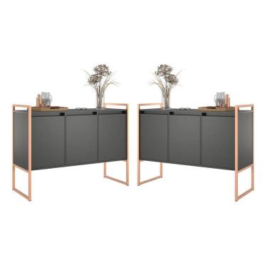 Imagem de Armario Industrial 3 Portas Balso Preto Cobre Conjunto 2 Peças