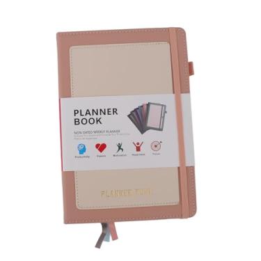 Imagem de Caderno de Diários Forrado, Caderno de Diário Com Encadernação de Linha, Capa de Couro PU Durável, Portátil A5 para Viagens para Escrever (Rosa)