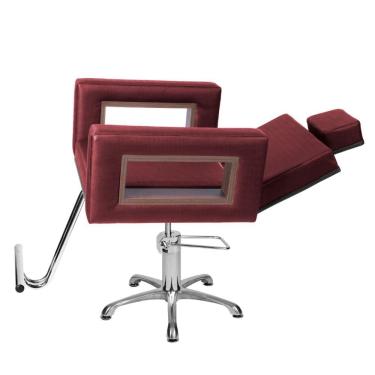 Imagem de Cadeira Poltrona de Cabeleireiro Recl Lisboa Bordô Facto