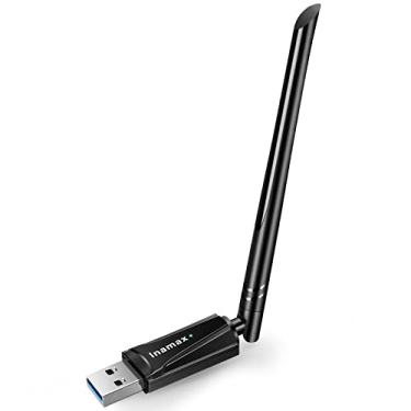Imagem de Adaptador WiFi para PC – Adaptador de rede sem fio Inamax AC1300 para laptop com antena 5dBi de alto ganho de banda dupla de 5 GHz, suporta Windows 11, 10, 8.1, 8, 7 e XP, Mac OS 10.9-10.15