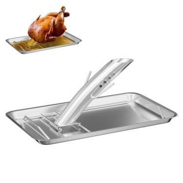 Imagem de Canhão de peru com assadeira de infusão com assadeira grande, suporte de lata de cerveja para defumador, acessório de suporte de fritadeira de peru para grelhar e cozinhar aves, aço inoxidável