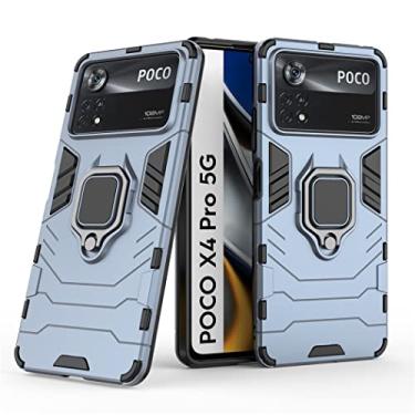 Imagem de Capa Protetora Magnética Anti-quedas para Xiaomi Mi Poco X4 Pro 5G, Suporte Giratório + Proteção Militar (Azul-marinho)