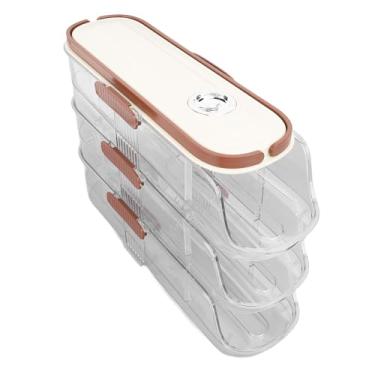 Imagem de Suporte de Ovo de Rolamento, Caixa de Armazenamento de Ovo que Economiza Espaço, Rolamento Automático Transparente para Geladeira (Linha única)