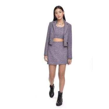 Imagem de Minissaia Juvenil Feminino Amofany Com Sobreposição - ROXO - G - AMOFA