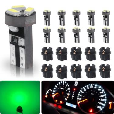 Imagem de siweex Lâmpadas LED T5 Verde 74 73 37 2721 Painel de Instrumentos de Carro Calibre Cluster Luzes Indicadoras com 3/20.3 cm 9mm T5 Twist Lock Socket Wedge Base, Pacote com 10 Conjuntos