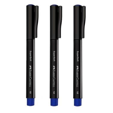 Imagem de Kit 03 Canetas Hidrográfica Supersoft Pen 1.0mm Azul Ponta Média Poros