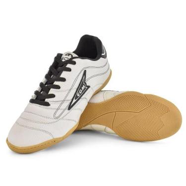 Imagem de Chuteira Milan Indor Masculina Couro Conforto Branca Cadarço - EGM, Br