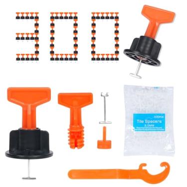 Imagem de Sistema de nivelamento de azulejo 1/40.6 cm Kit reutilizável, 300 peças espaçador nivelador de azulejo com 1.500 peças de espaçadores de azulejo de 1/20.3 cm, 6 peças de chave inglesa e 40 peças de