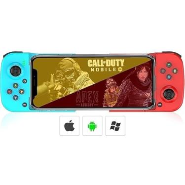 Imagem de Gamepad para Celular - Controle Sem Fio Bluetooth - Compatível com Android e iOS - Recarregável via USB - Joystick Ergonômico - Suporte para Smartphone Integrado