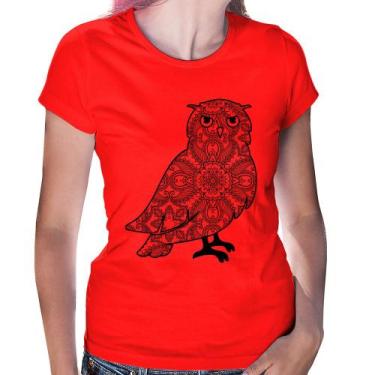 Imagem de Baby Look Coruja Mandala - Foca na Moda, Vermelho, GGG