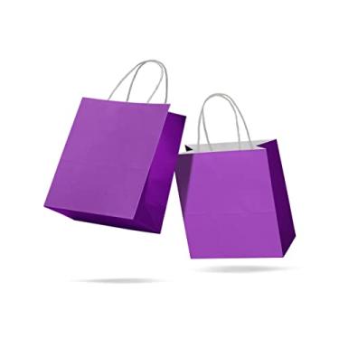 Imagem de Sacola de Papel Kraft Colorido Reforçada Com Alça Torcida P 18 x 22 x 9cm 10 unidades (Roxo)