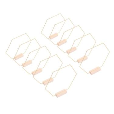 Imagem de Decoração de Mesa de Casamento de 10 Peças Kit Floral Kit - Anéis de Metal Hexágono + 10 Bases de Madeira para Decorações de Peça Central de Bricolage - Acessórios Elegantes de Decoração de Casamento