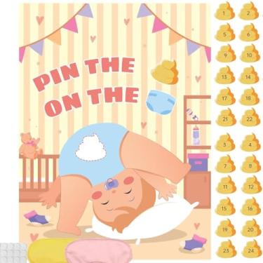 Imagem de Diaper-Themed Party Games Baby Shower Party Games - Pin the Sticker on Diaper Game with 2 Blindfolds, Birthday Party Games Fun Group Activity for Adults Kids, 24 Players Home School Classroom Office