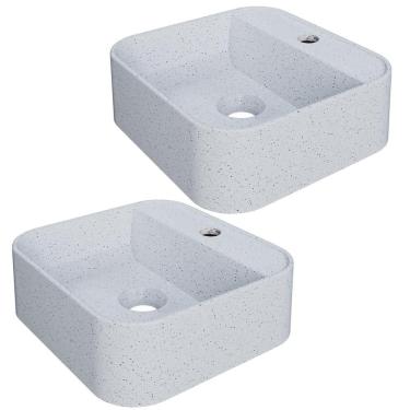 Imagem de Kit 02 Cubas De Apoio Quadrada Para Banheiro Lavabo C01 Qa31w Branco Granit - Lyam