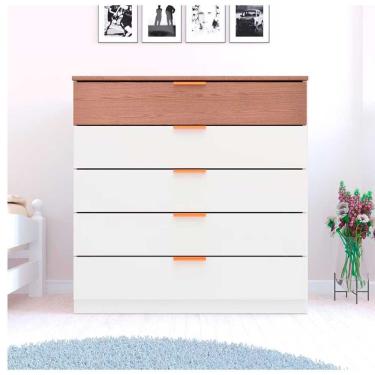 Imagem de Cômoda Bartira Diplomata Com 5 Gavetas, 42 Polegadas Branco-avelã
