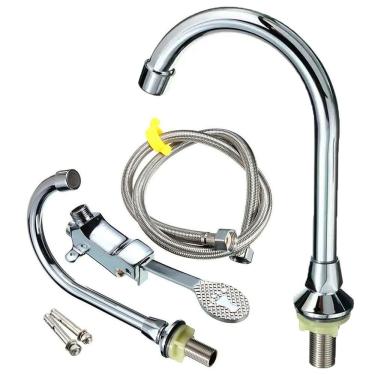 Imagem de Torneira Valvula Com Pedal Acionamento Sem Maos Hospital Clinica Laboratorio Piscina Cozinha Banheiro Pia Cuba