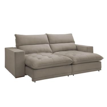 Imagem de Sofá Retrátil E Reclinável Martinho Veludo Bege Claro 2,10m