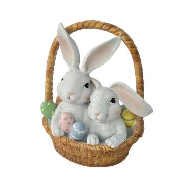Imagem de Cesta Decorativa De Páscoa Coelhos - Ovos 21cm