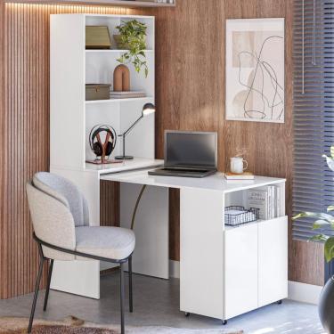 Imagem de Mesa Com Estante Para Quarto Pequim Branco