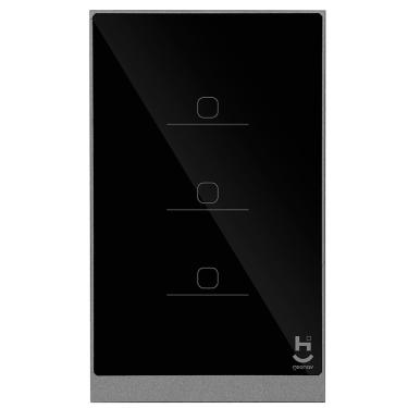 Imagem de Interruptor Inteligente 3 Teclas Conexão Zigbee Compatível Com Assistente De Voz Ios E Android Preto - Geonav