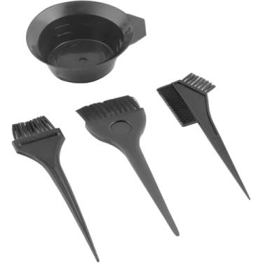 Imagem de Kit para Pintura de Cabelo com 4 Peças – Pincel, Pote, Pente e Protetor – Ideal para Tintura Profissional e Caseira – Prático, Lavável e Reutilizável