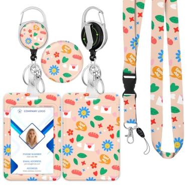 Imagem de Cordão retrátil para crachá de identificação - protetor de cartão vertical bonito e durável resistente a manchas para enfermeiras, médicos, professores, hospital, escola, escritório, mulheres e homens