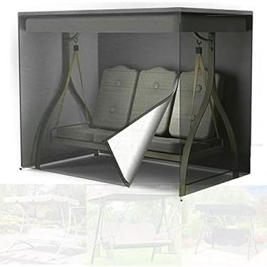 Imagem de Capa De Balanço De Jardim 3 Lugares à Prova D'água 2 Lugares Capa De Assento De Balanço Capa De Cadeira De Balanço à Prova De Poeira Proteção Solar Com 2, Black, 220 * 125 * 170CM