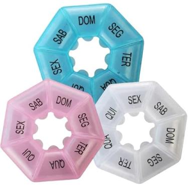 Imagem de Kit 3 Porta Organizador De Comprimidos Semanal Caixinha Remédios Dia e Noite Portátil Para Viagem Armazenamento(KIT3)