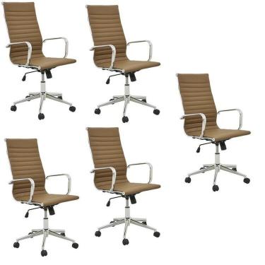 Imagem de Kit 5 Cadeiras De Escritório Presidente Esteirinha Em Corino Sevilha Fendi