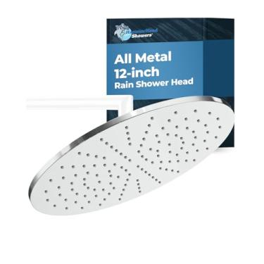 Imagem de HammerHead Showers® Chuveiro de chuva ALL METAL de 30,5 cm, chuveiro de chuva grande, chuveiro de alto fluxo de 2,5 GPM otimizado para pressão, chuveiro de chuva montado na parede ou no teto, cromado