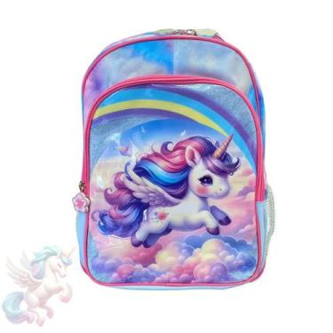 Imagem de Mochila Infantil Menina Unicórnio tamanho P Fênix Nova Rio, Rosa