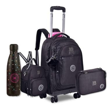 Imagem de Mochila Rodinhas Rebecca Bonbon Lancheira E Estojo E Garrafa