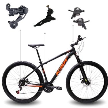 Imagem de Bicicleta Aro 29 KSW XLT 21 Marchas Quadro Alumínio Cabeamento Interno Freio Hidráulico MTB (Preto Laranja, 17)