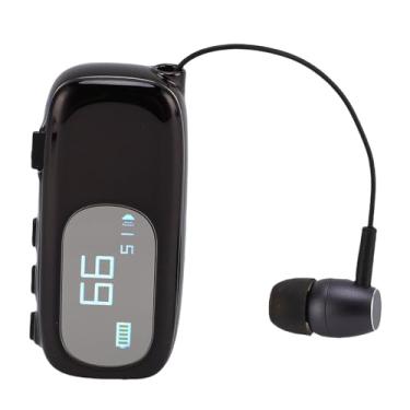 Imagem de Fockety Clip No Fone de Ouvido Bluetooth, Fone de Ouvido Bluetooth Retrátil Com Exibição de Bateria LED, Sem -fones de Ouvido Com Cancelamento de Ruído para Esportes, (Preto brilhante eletroplinado)