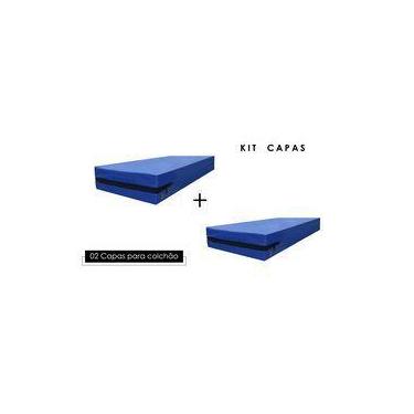 Imagem de Capa para Colchão Casal Impermeável 100% Poliéster Cor Azul - Hazime E