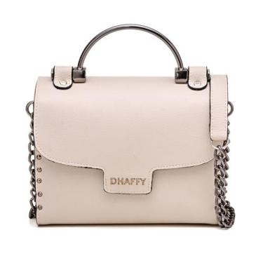 Imagem de Bolsa Baú Feminina Com Laterais em Madeira - Dhaffy, Off, White