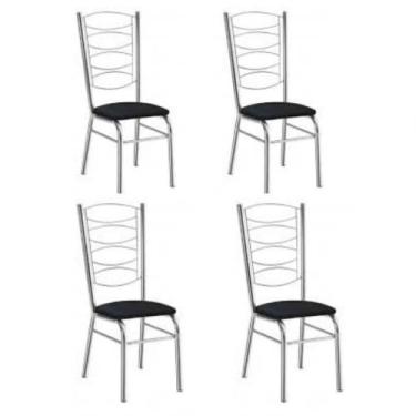 Imagem de Kit 4 Cadeiras Gisele Cromada Com Reforço-assento material sintético P