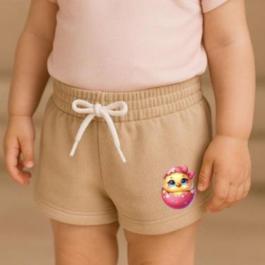 Imagem de Short Moletinho Infantil Feminino Estampado Patinha Charmoso Delicado 