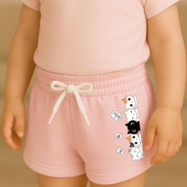 Imagem de Short Moletinho Infantil Feminino Gatinhos Costas Presente Dia das Cri