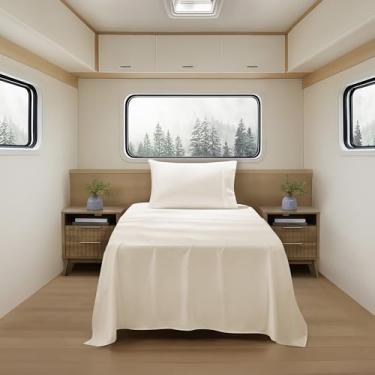 Imagem de Lençóis de acampamento tamanho solteiro – Conjunto de lençóis de colchão de ar externo – Alças de canto embutidas para uso em colchão de ar e acampamento – Projetado para camas infláveis e festas do