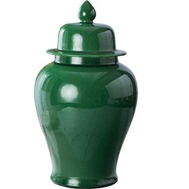 Imagem de AKALNNB Vaso de porcelana azul e branco vaso de cerâmica clássico vaso de flores vasos de flores de cerâmica azul e branco chinês jarra de gengibre de porcelana floral para templo