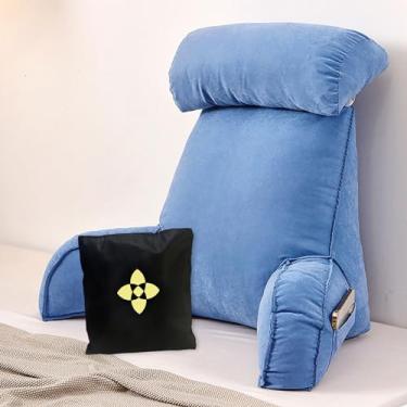 Imagem de HMBLAW Travesseiro de descanso de cama – Travesseiro de leitura de encosto – Almofada grande para adultos – Almofada de leitura para adultos – Travesseiro respirável para relaxar nas costas para