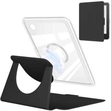 Imagem de YoungMe Capa giratória de 360 graus para Kobo Clara Color lançado em 2024 de 15 cm, design magnético destacável, suporte ajustável, parte traseira transparente com hibernar/despertar automático (preto