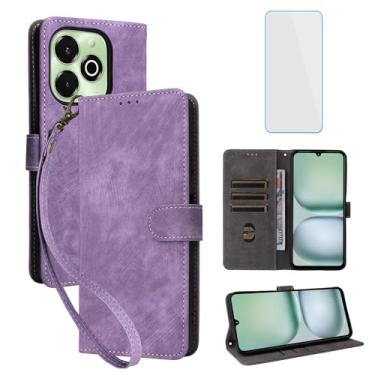 Imagem de IUQXU Capa carteira para celular UMIDIGI G100X 4G/5G/Note 100X/G9X 4G com protetor de tela [bloqueio RFID] capa de celular feminina com suporte de couro para UMIDIGI G 100X 9X Note100X UMI G9 X Roxo