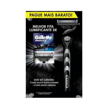Imagem de Kit Gillette Mach3 Carbono 1 Aparelho Gillette Mach3 Carbono + 2 Refis
