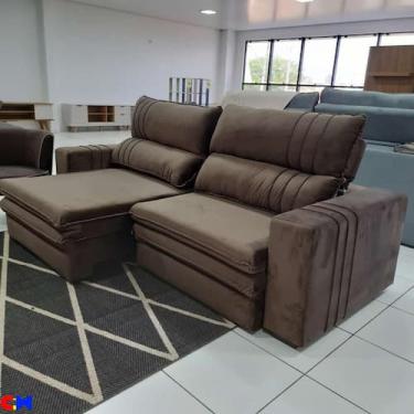 Imagem de Sofá London 2,50 marrom, retrátil e reclinável, duplo molejo. - Konfor