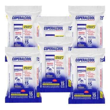 Imagem de Lenços Umedecidos Coperalcool Bacfree 70% 6 Pacotes 15 Unidades