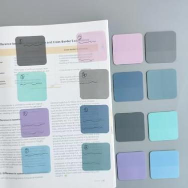 Imagem de 160 folhas de notas adesivas transparentes, bloco de notas autoadesivas coloridas à prova d'água