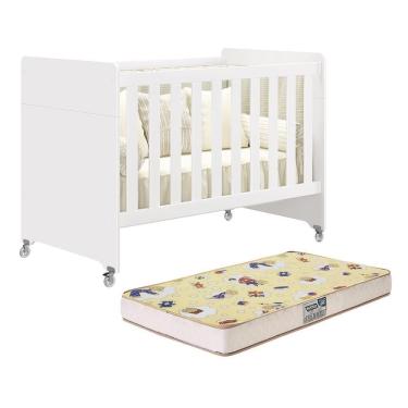 Imagem de Berço Evolution 4 Em 1 Branco Fosco Com Colchão Supreme - Reller Móveis Branco Fosco