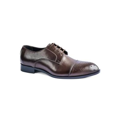 Imagem de Sapatos sociais masculinos feitos à mão em couro formal Oxford para negócios premium Brogue Derby sapatos sociais retrô para homens, Marrom, 9-9.5